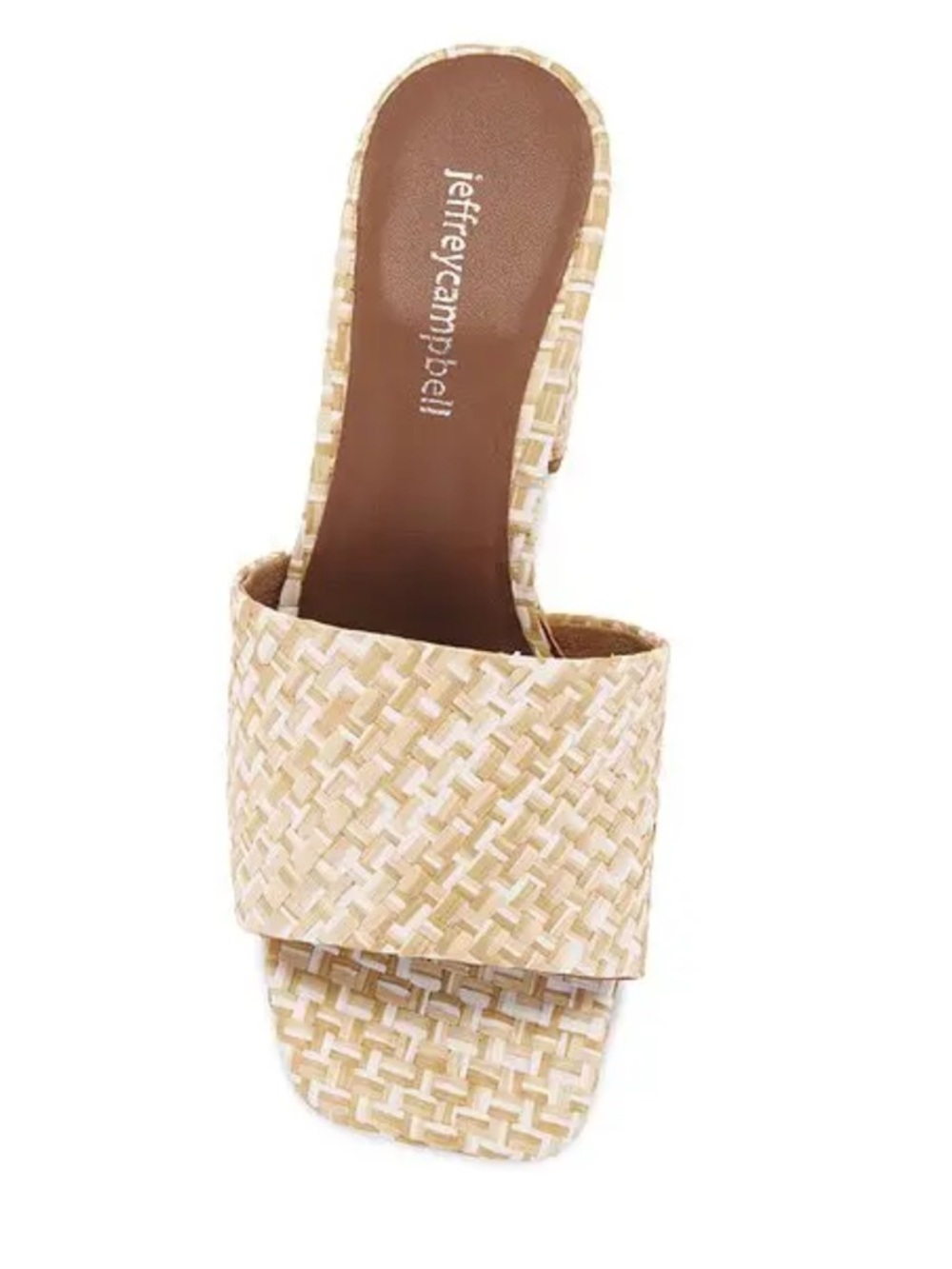 Jeffrey Campbell Melange Raffia Straw Woven Tan Block Heel Sandal NWT Size 8 - Picture 4 of 11